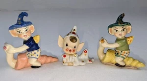 2 Betty Harrington Piquant Pixies en Caracol Japón Años 40 Vibrante + Pixie Elf *LEER* - Imagen 1 de 21