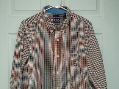 Chaps Dress Shirt Mens Easy Care Long Sleeve Button-Down Orangle Plaid Size XXL - Image 1 of 4