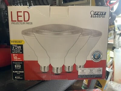 Feit PAR38 LED Bulbs, 75W Equivalent, Non Dimmable, 3000k Warm White 4 Pack - Image 1 of 3