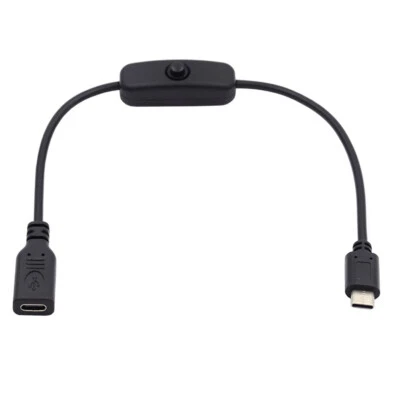 CY USB Type C USB-C Cable with On Off Power Switch Button Male to Female - Image 1 of 4