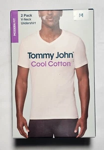 Tommy John Cool Cotton V-Neck Unterhemd Modern Fit Medium - Weiß - 2er Pack - Bild 1 von 2