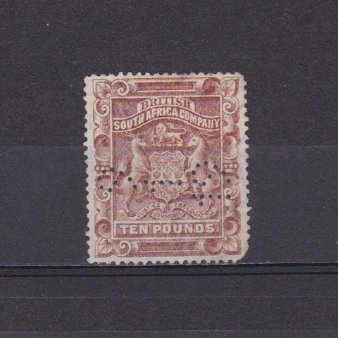BRITISH SOUTH AFRICA COMPANY RHODESIA 1892, SG# 13, Perfins, Used Cover