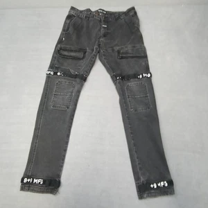 8&9 8+9 Mfg Black Distressed Jeans Size 36 **(34x33) Y2k Men’s Streetwear Cargo - Picture 1 of 13