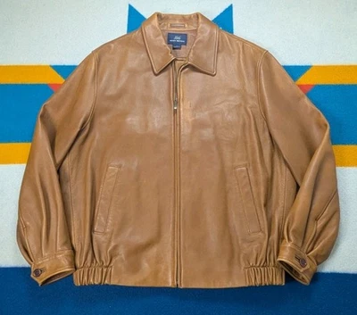 Brooks Brothers 346 Soft Leather Jacket Bomber Full Zip Lined Designer Large - Image 1 of 4