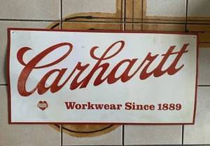 "Letrero publicitario de metal vintage Carhartt Workwear desde 1889 24x12""" - Imagen 1 de 15