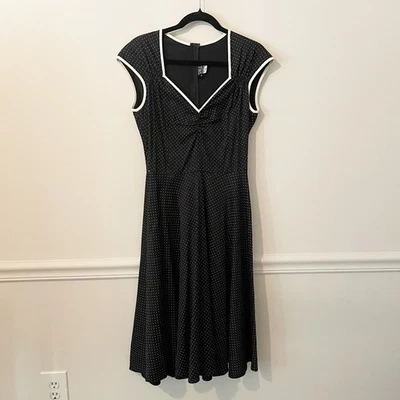 Vestido midi a lunares Dollz & Dames Y2K negro blanco talla M Rockabilly Pin Up 1950 Foto 1 de 4