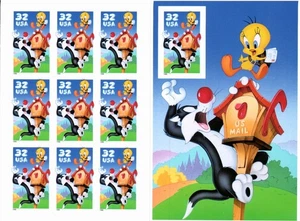 Scott#: 3204 Sylvester & Tweety Bird Pane of 10x32¢ 1998 Stamps - Lot 16 - Picture 1 of 2