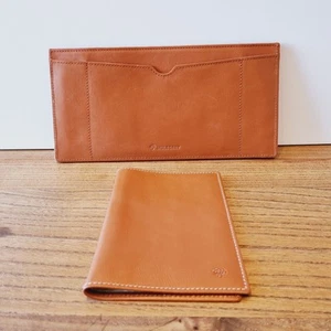 Vintage Mulberry Reisepasshülle lang Ticket Schein Geldbörse Eiche Leder Made in EEC - Bild 1 von 15