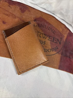 Horween Shell Cordovan Card Wallet Natural Minimalist 6-10 Cards Front Pocket - Image 1 of 4
