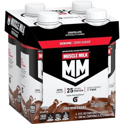 Batido de proteínas genuinas Muscle Milk, chocolate, cartón de 11 fl oz, paquete de 4 Foto 1 de 4