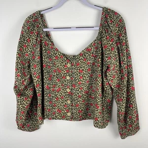 RVCA Cartia Sunwash Womens Top Size XL Button Close 100% Rayon Like New - Picture 1 of 13