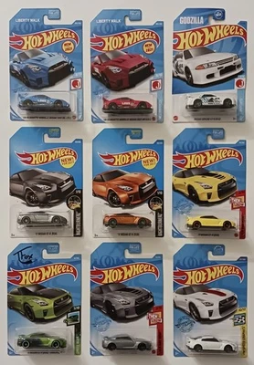 Lote de 9 2017-22 Hot Wheels 17 Nissan GT-R y lb-Silhouette Works GT Nissan 35GT Foto 1 de 4