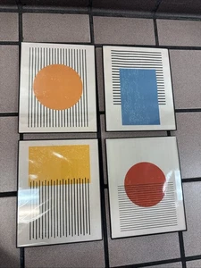 W.O.W.A - 4 Set Modern Geometric Abstract Wall Art for Living Room Decor Framed - Picture 1 of 6