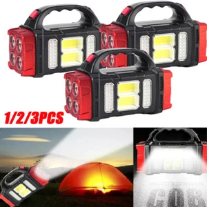 Super Bright LED Tactical Solar Flashlight Rechargeable USB Lamp COB Torch Light - Picture 1 of 25