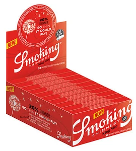 Smoking THINNEST Red King Size Papers 24 x 33 Blättchen mit 24 x 33 Filtertips - Bild 1 von 3