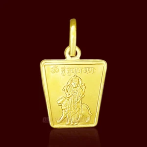 Buddh Deva (Mercury) Yantra Locket / Pendant in Copper Gold Polish Lucky Locket - Picture 1 of 2