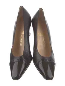 RENEE MANCINI-BROWN LEATHER & PATENT PUMP-SIZE-39.5 - Picture 1 of 9