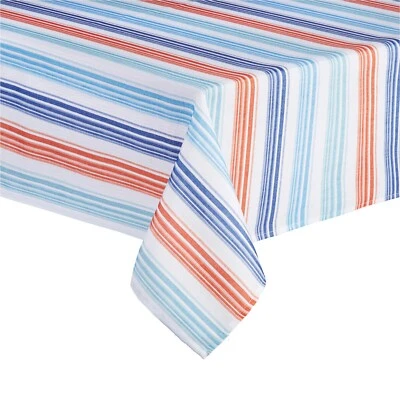 Stripe Square Tablecloth 52 x 52 inch Sydney Easy Care Polyester Fabric - Image 1 of 4