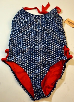 MOSSIMO MAIÔ FEMININO TRANÇADO ALÇA CABRESTO PEÇA ÚNICA ESTRELAS GRANDE AZUL MARINHO - Imagem 1 de 2