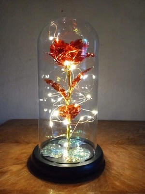 LED Red Rose, Glass Dome. Gifts 4 Women. Christmas or Anytime. Tested Batteries  - Image 1 of 4