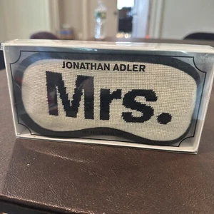 Jonathan Adler Mrs. Jet Set Travel Kit Eye Mask Set Needlepoint Black & White - Picture 1 of 5