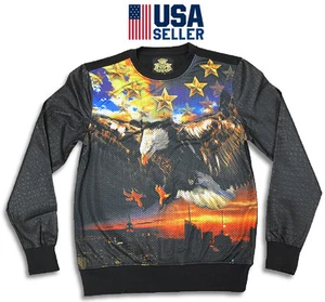 Eagle Star City sublimiertes Langarm Sweatshirt schwarz Baumwolle/Poly Royal Army - Bild 1 von 1