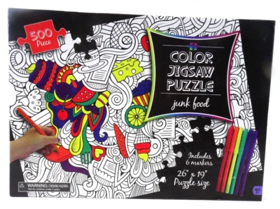 Jigsaw Puzzle Color Your Own Puzzle 500 Pieces 26 x 19 Junk Food NEW SEALED BOX - Image 1 of 4
