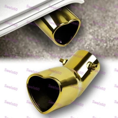 JDM Forma de Corazón Acero Inoxidable Silenciador de Escape de Coche Punta Cubierta Borde Curva Foto 1 de 4