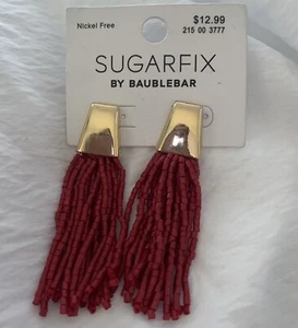 Sugarfix by Baublebar Women's Nickel Free Beaded Tassel Drop Earrings Gold & Red - Picture 1 of 8
