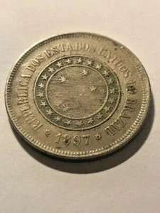 1897 Brazil 100 Reis VF #17986 - Picture 1 of 2