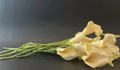 14 Faux Calla Lily Ivory Flowers Wedding Bouquet Artificial Real Touch Latex - Image 1 of 3