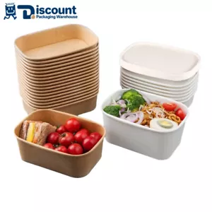 Disposable Kraft Paper Bowls Bento Box Takeaway Food Packaging Container ECO AU - Picture 1 of 25
