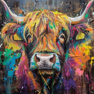 Fotografia da parete di lusso tela mucca arte colorata a olio delle Highland stampa colorata - Foto 1 di 1