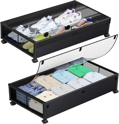 Simple Trending Under Bed Storage Containers with Wheels, 2 Medium, Black  - Image 1 of 4