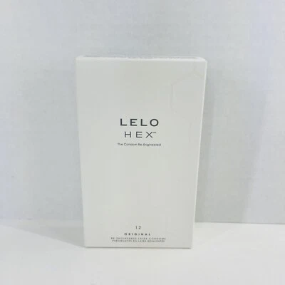 Condones de látex lubricados Lelo Hex Re Engineered 12 por caja EXP 12 2028 LEER Foto 1 de 4