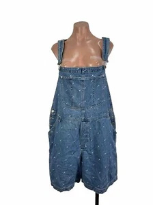 VTG 90s y2K Adriana Sport Bib Overalls PLUS 24W Shortalls Embroidered Floral - Picture 1 of 10