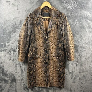 Cappotto donna AllSaints modello pelle di serpente Mac pelle di agnello marrone nero UK 10 OBA - Foto 1 di 22