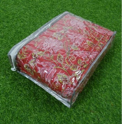 Queen Vintage Quilt Bed Runner Kantha Floral Bedspread Cotton Hippie Blanket - Image 1 of 4