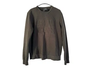 Armani Jeans AJ Sweatshirt Hoodie Man Black Crew Neck Size XL - Picture 1 of 4