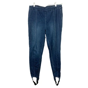 Soft Surroundings Dark Wash Denim Pull On Lean Line Stirrup Jeggings Leggings TL - Picture 1 of 6