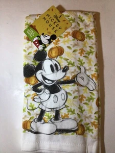 Disney Mickey Mouse Sketch Fall Leaves Autumn Pumpkin 2 Pack Kitchen Towels NEW - Bild 1 von 3