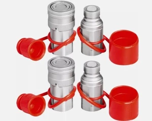 2 Sets Hydraulic Quick Connect Couplers 1/2" NPT Flat Face For Skid Steer Bobcat - Picture 1 of 6