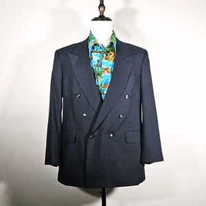 Stafford Charcoal Gray Wool Double Breast Sport Coat Blazer Suit Jacket EUC 42 R - Picture 1 of 11