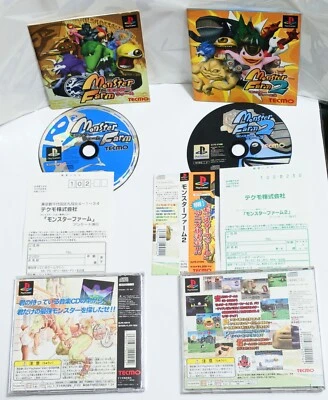 MONSTER FARM 1 &2 Set of 2 Sony PS1 TECMO W/Instruction Reg Card from Japan - Image 1 of 4