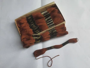 VINTAGE DOMINO BROWN cotton embroidery thread floss -24 Skeins NEW Mouline - Picture 1 of 4