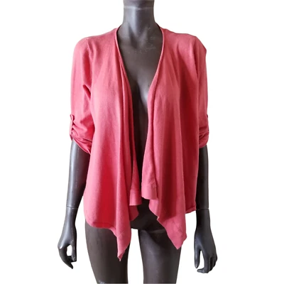 Cárdigan drapeado PETER NYGARD frente abierto para mujer rosa melocotón talla mediana Foto 1 de 4
