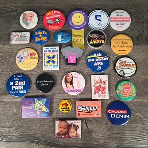 Vintage Lot 25 Pinbacks Buttons Pins Advertising Movies Pop Culture - Lot #101 - Picture 1 of 10