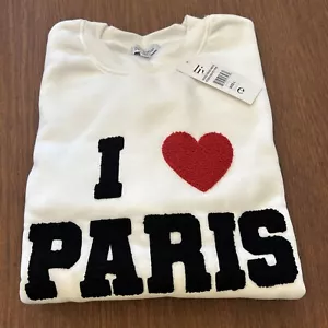 I Love Paris Embroidered Sweatshirt Large - Picture 1 of 9