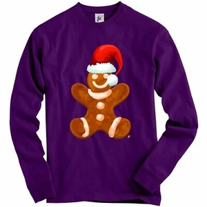 Happy Lebkuchen Mann trägt rote Weihnachtsmannmütze Erwachsene Weihnachten Pullover Sweatshirt - Bild 1 von 16