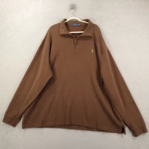 Polo Ralph Lauren Sweater Mens 4XLT Brown 1/4 Zip Pullover 4XL Tall Long Sleeve - Picture 1 of 8